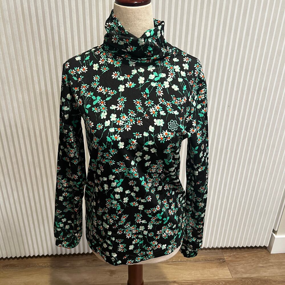 MERYLL ROGGE Women's Black & Green Mini Daisy Turtleneck Size 38